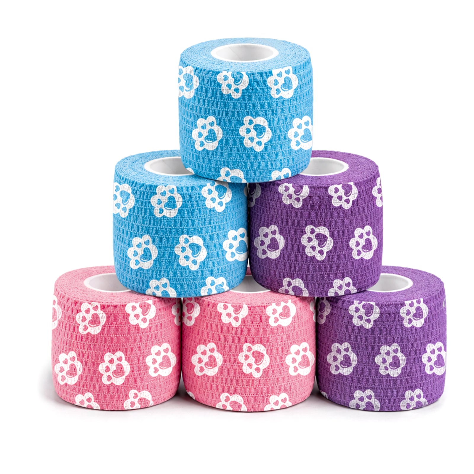 MUEUSS Vet Wrap Cohesive Bandages, Self-Adhesive Bandage Wrap, Breathable Non-Woven Self Adherent Tape for Pet Dog Leg Paw Wound, Horse, Cat, First Aid & Ankle Sprain, 2 Inch (6 Rolls)