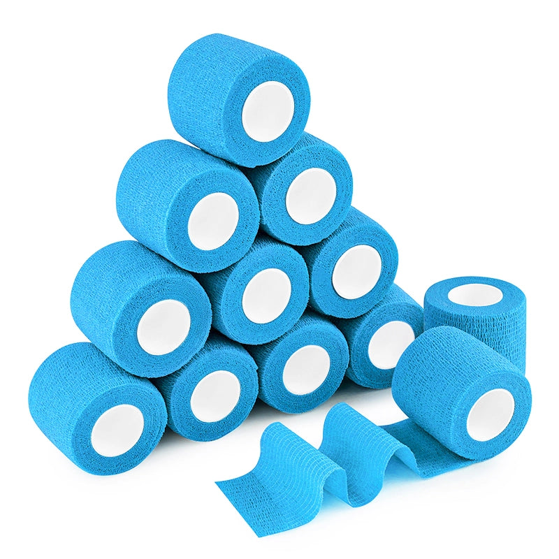MUEUSS First Aid Tape Waterproof Self Adherent Cohesive Bandage for Dogs Cats Horses Breathable Non-Woven Elastic Self Adhesive Sports Tapes (12 Rolls)