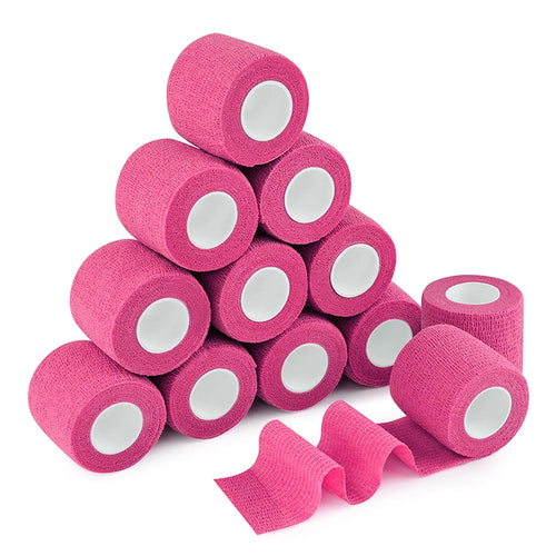 MUEUSS First Aid Tape Waterproof Self Adherent Cohesive Bandage for Dogs Cats Horses Breathable Non-Woven Elastic Self Adhesive Sports Tapes (12 Rolls)