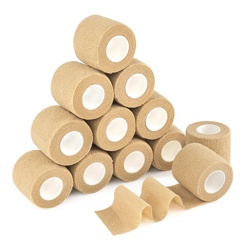 MUEUSS First Aid Tape Waterproof Self Adherent Cohesive Bandage for Dogs Cats Horses Breathable Non-Woven Elastic Self Adhesive Sports Tapes (12 Rolls)