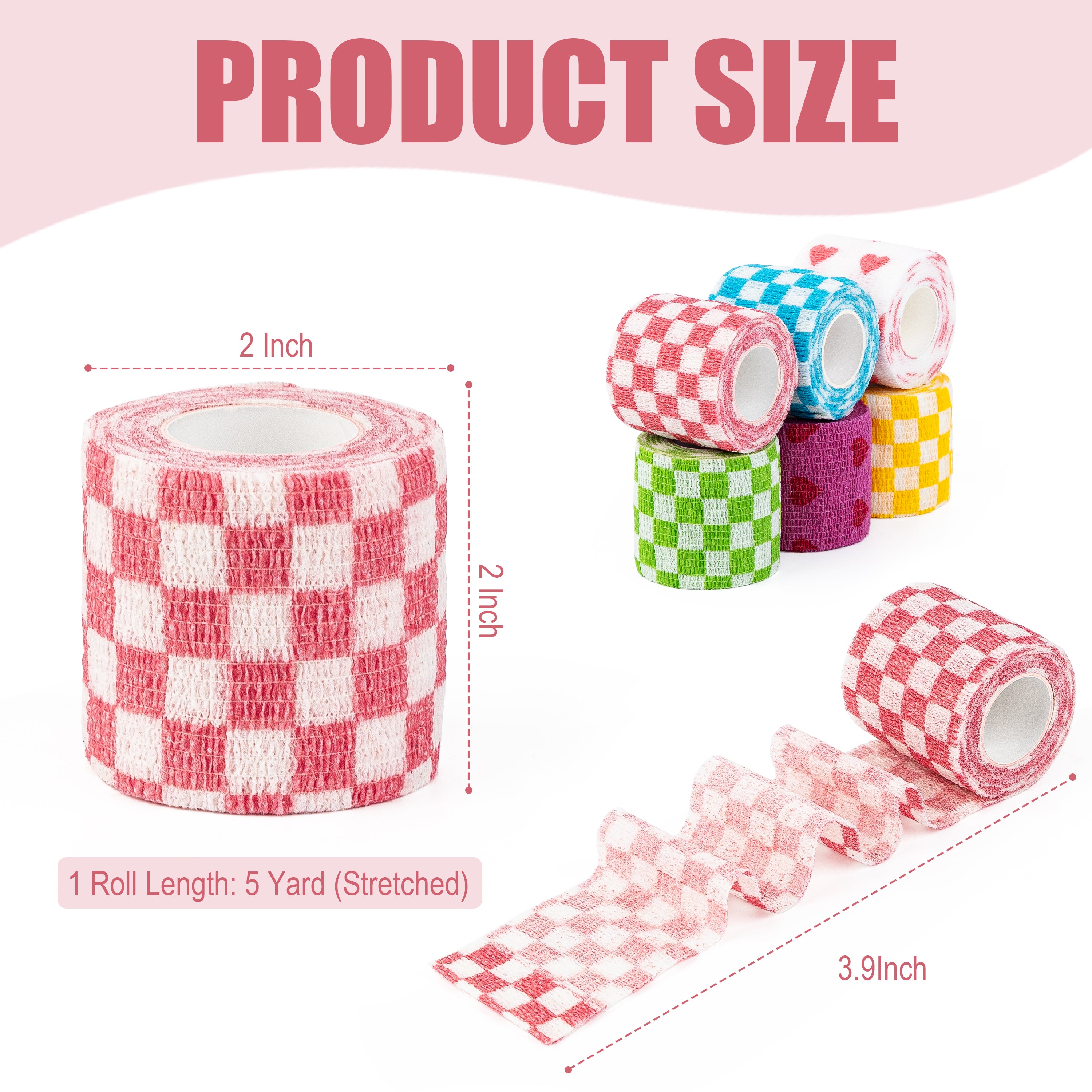 MUEUSS Vet Wrap Cohesive Bandages, Self-Adhesive Bandage Wrap, Breathable Non-Woven Self Adherent Tape for Pet Dog Leg Paw Wound, Horse, Cat, First Aid & Ankle Sprain, 2 Inch (6 Rolls)