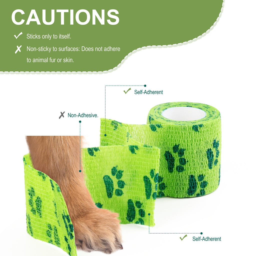 MUEUSS Vet Wrap Cohesive Bandages, Self-Adhesive Bandage Wrap, Breathable Non-Woven Self Adherent Tape for Pet Dog Leg Paw Wound, Horse, Cat, First Aid & Ankle Sprain, 2 Inch (6 Rolls)