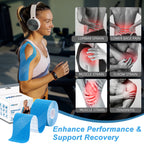 MUEUSS Kinesiology Tape, 40 Precut Strips (2 Rolls), Water Resistant Strips, Original Cotton Elastic Athletic Tape for Sports & Weightlifting, Muscle Strain Relief & Joint Support