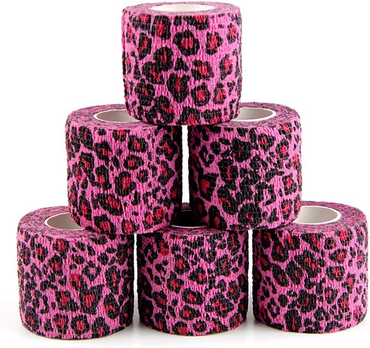 MUEUSS Pet First Aid Tape Waterproof Self Adherent Cohesive Bandage for Dogs Cats Horses Breathable Non-Woven Elastic Self Adhesive Sports Tapes (Leopard print)