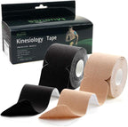 MUEUSS Kinesiology Tape,Sports Tape,Athletic Tape Elastic Cotton Precut Strips,Waterproof Tape for Muscles,Knees,Shoulders Plantar Fasciitis Pain Relief (2rolls)