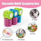 MUEUSS Vet Wrap Cohesive Bandages, Self-Adhesive Bandage Wrap, Breathable Non-Woven Self Adherent Tape for Pet Dog Leg Paw Wound, Horse, Cat, First Aid & Ankle Sprain, 2 Inch (6 Rolls)