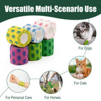 MUEUSS Vet Wrap Cohesive Bandages, Self-Adhesive Bandage Wrap, Breathable Non-Woven Self Adherent Tape for Pet Dog Leg Paw Wound, Horse, Cat, First Aid & Ankle Sprain, 2 Inch (6 Rolls)